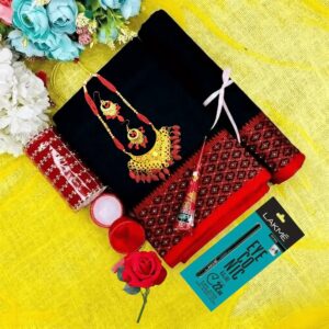 কালো হাফসিল্ক শাড়ি কম্বো  SC-86