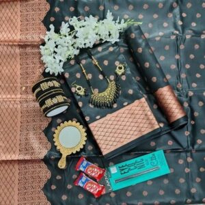 কালো কাতান শাড়ি কম্বো  SC-86