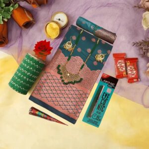 C-green katan saree combo🎁