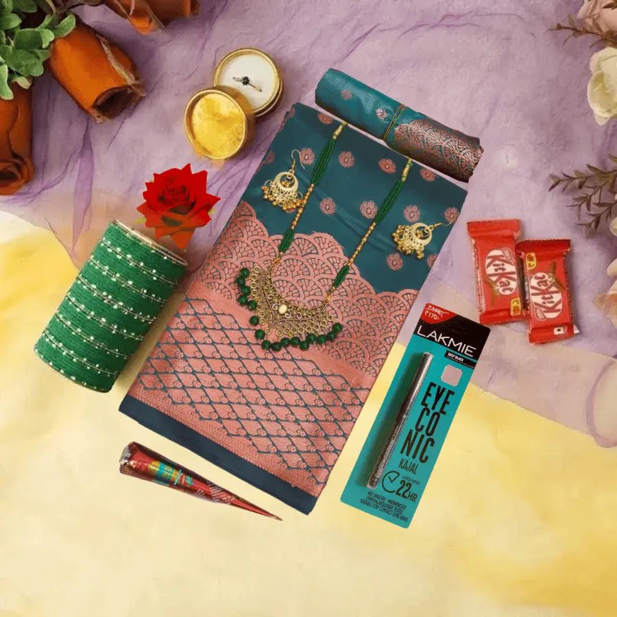 C-green katan saree combođ