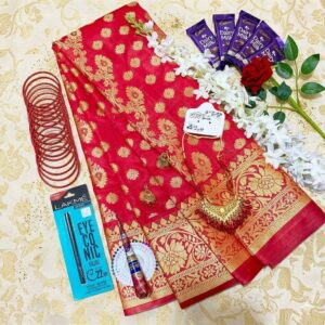 🎁কাতান বেনারশি  শাড়ি কম্বো