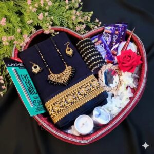 Black suti saree combo