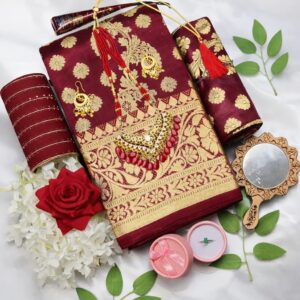 মেরুন শাড়ি প্রিমিয়াম প্যাকেজ 🎁