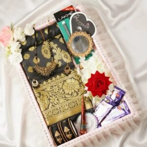 Black katan saree combo