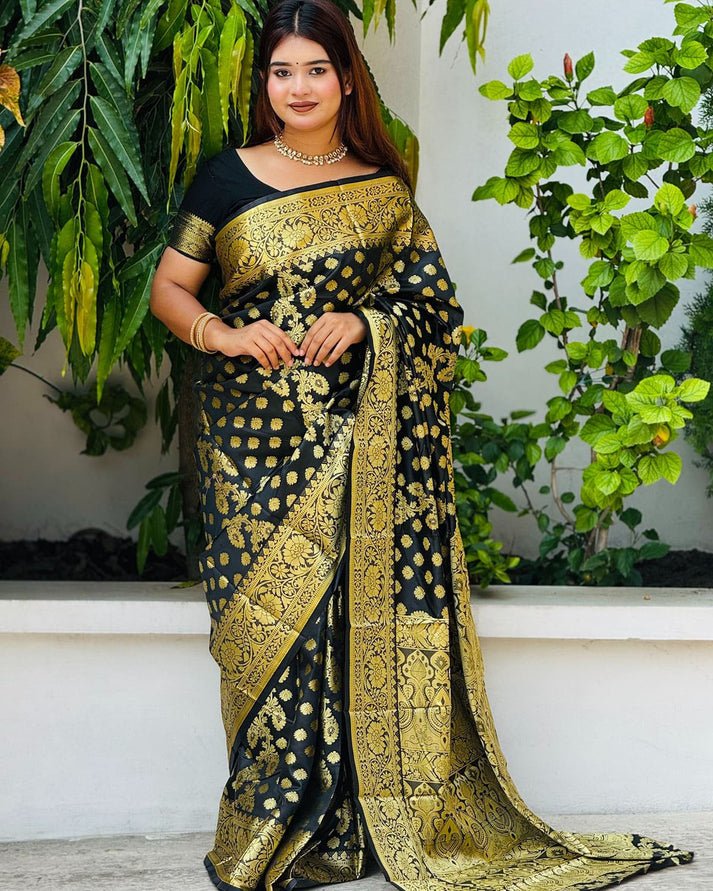 Black katan saree combo - Image 2