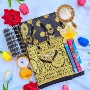 Black katan saree combo